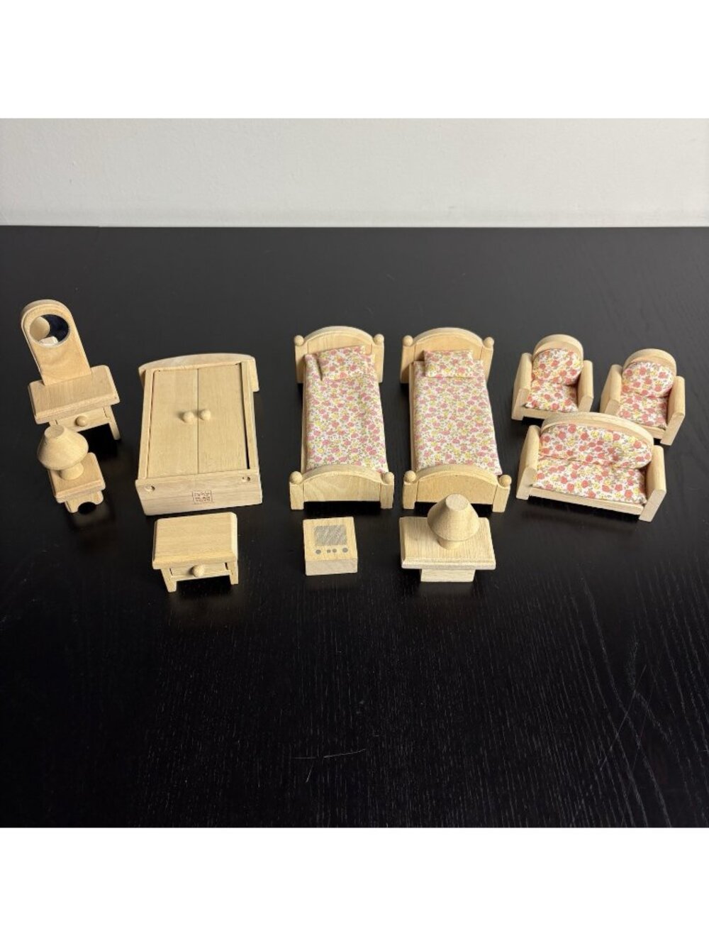 PLAN TOYS Wooden/Wood Dollhouse Furniture Lot Bedroom Living Room